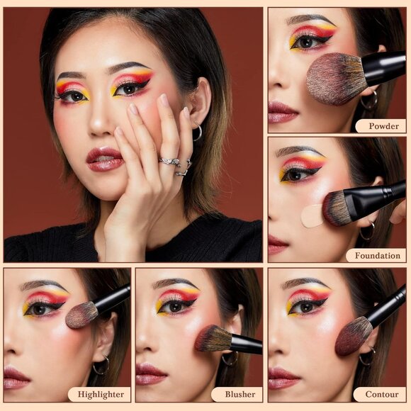 🆕 Makeup Large Brushes 5pcs Face Premium Synthetic Contour Blusher Highlighter - Picture 3 of 9